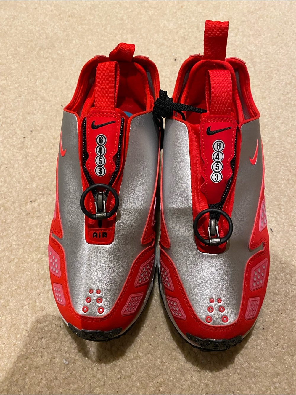Nike Kids Red and Silver Slip-On Athletic Sneakers